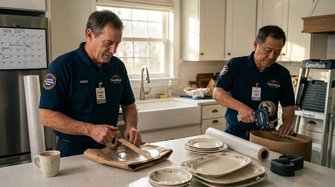 Professional crew packing kitchen dishware in Dunn Loring, VA